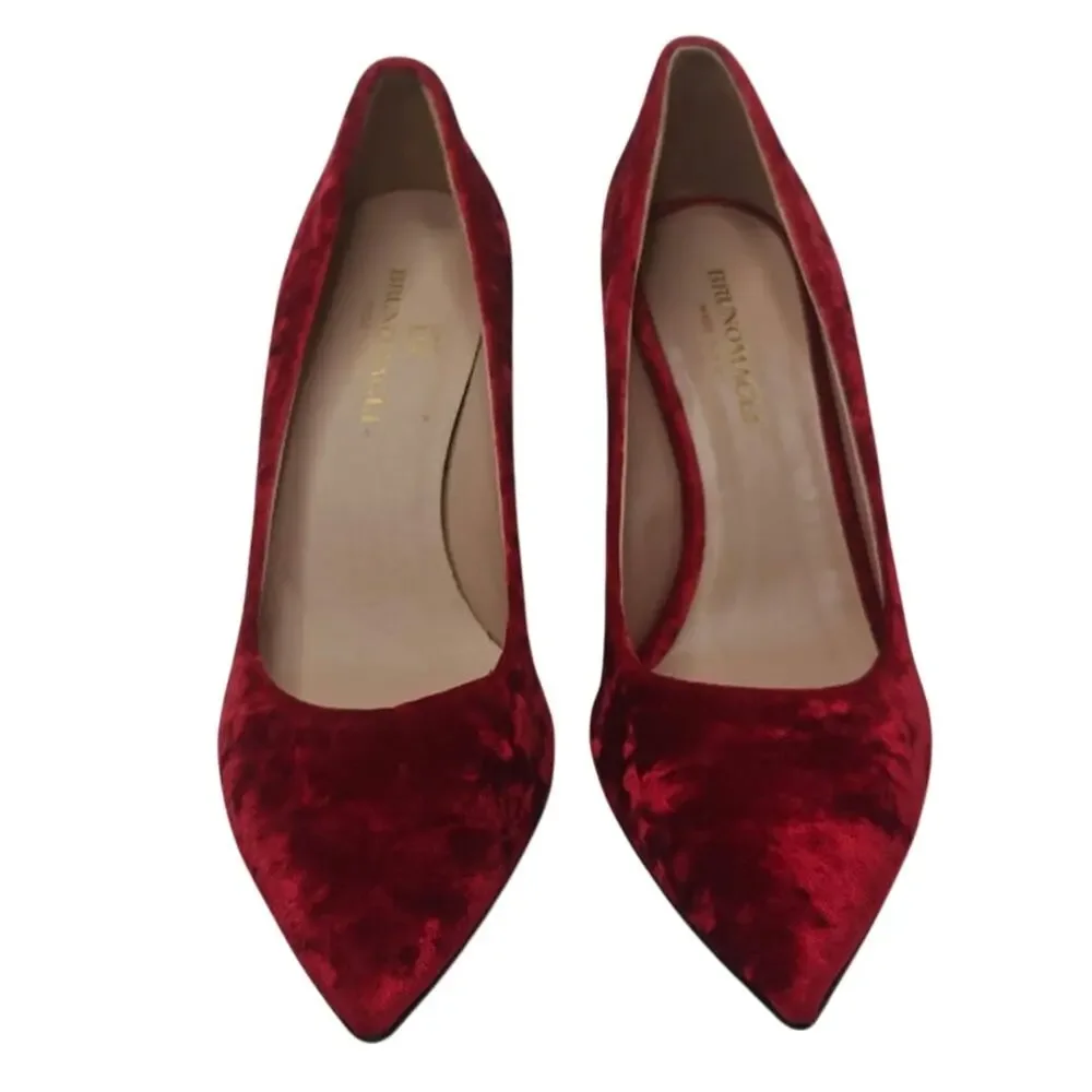 Red Velvet Pointed toe Pumps by Brunomagli sz 7